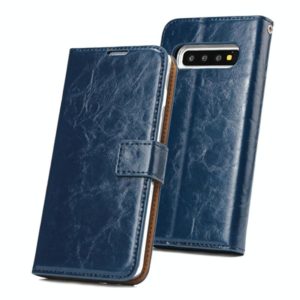 For Samsung Galaxy S10 Crazy Horse Texture Detachable Magnetic Back Cover Horizontal Flip Leather Case with Holder & Card Slots & Photo Frame & Wallet(Blue) (OEM)