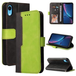 For iPhone XR Business Stitching-Color Horizontal Flip PU Leather Case with Holder & Card Slots & Photo Frame(Green) (OEM)