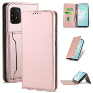 For Samsung Galaxy M80s Strong Magnetism Shockproof Horizontal Flip Liquid Feel Leather Case with Holder & Card Slots & Wallet(Rose Gold) (OEM)