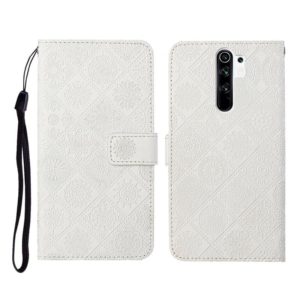 For Xiaomi Redmi 9 Ethnic Style Embossed Pattern Horizontal Flip Leather Case with Holder & Card Slots & Wallet & Lanyard(White) (OEM)
