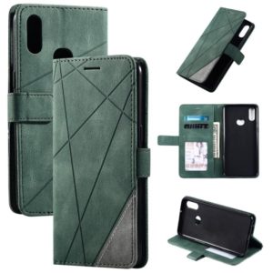 For Samsung Galaxy A10s Skin Feel Splicing Horizontal Flip Leather Case with Holder & Card Slots & Wallet & Photo Frame(Green) (OEM)