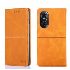 For Honor 50 Cow Texture Magnetic Horizontal Flip Leather Phone Case(Light Brown) (OEM)