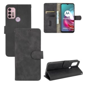 For Motorola Moto G30 / G10 Solid Color Skin Feel Magnetic Buckle Horizontal Flip Calf Texture PU Leather Case with Holder & Card Slots & Wallet(Black) (OEM)
