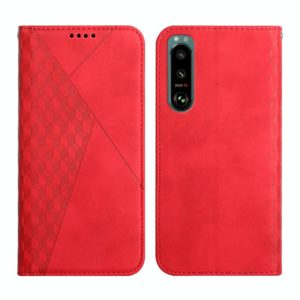 For Sony Xperia 5 III Diamond Splicing Skin Feel Magnetic Leather Phone Case(Red) (OEM)