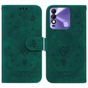 For Tecno Spark 8 / Spark 8T Butterfly Rose Embossed Leather Phone Case(Green) (OEM)
