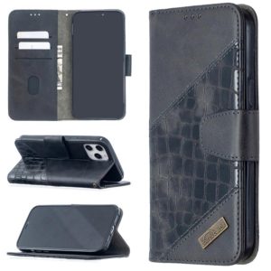 For iPhone 12 Pro Max Matching Color Crocodile Texture Horizontal Flip PU Leather Case with Wallet & Holder & Card Slots(Black) (OEM)