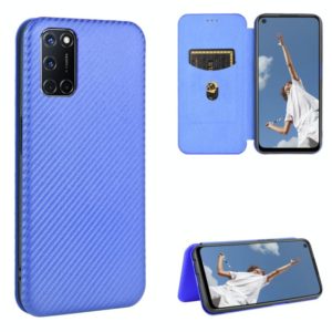 For OPPO A52 / A72 / A92 Carbon Fiber Texture Horizontal Flip TPU + PC + PU Leather Case with Card Slot(Blue) (OEM)