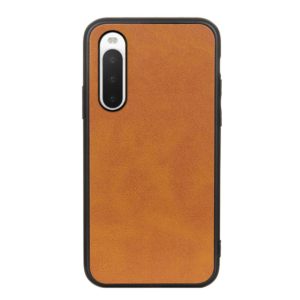 For Sony Xperia 10 IV Two-color Cowhide Texture PU Shockproof Phone Case(Brown) (OEM)