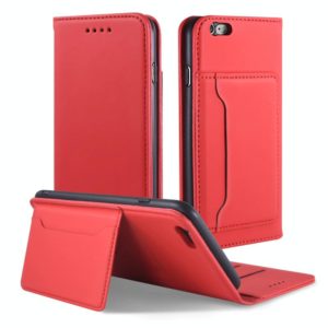 For iPhone 6 Plus / 6s Plus Strong Magnetism Shockproof Horizontal Flip Liquid Feel Leather Case with Holder & Card Slots & Wallet(Red) (OEM)
