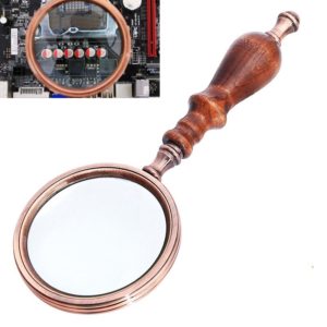 10X Metal Wooden Handle Retro Reading Magnifier Handheld Ebony Gift Magnifier (OEM)