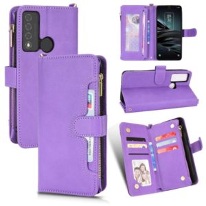 For TCL 20 XE Litchi Texture Zipper Leather Phone Case(Purple) (OEM)