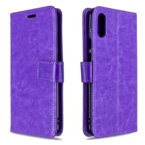 For Huawei Y6 Pro (2019) Crazy Horse Texture Horizontal Flip Leather Case with Holder & Card Slots & Wallet & Photo Frame(purple) (OEM)