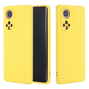 For Honor 50 Pro Solid Color Liquid Silicone Dropproof Full Coverage Protective Case(Yellow) (OEM)