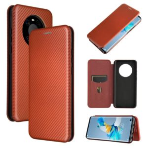 For Huawei Mate 40 Carbon Fiber Texture Horizontal Flip TPU + PC + PU Leather Case with Card Slot(Brown) (OEM)