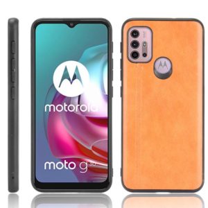 For Motorola Moto G30 / G10 Shockproof Sewing Cow Pattern Skin PC + PU + TPU Case(Orange) (OEM)