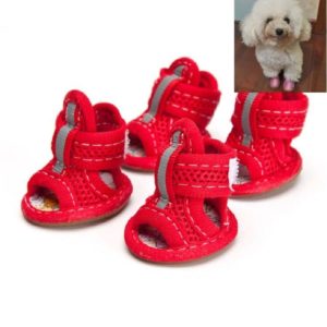 Tendon Bottom Mesh Pet Anti-skid Sandals, Size:5: 5.5x6.5cm(Big Red) (OEM)