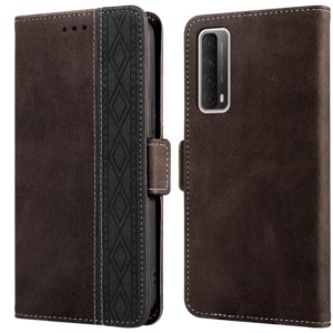 For Huawei P smart 2021 Stitching Side-Magnetic RFID Leather Phone Case(Coffee) (OEM)