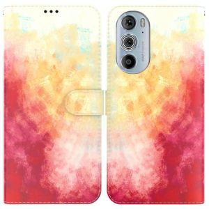 For Motorola Moto G22 Watercolor Pattern Horizontal Flip Leather Phone Case(Spring Cherry) (OEM)