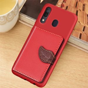 Litchi Pattern Card Bag Wallet Bracket + TPU Phone Case with Card Slot Wallet Bracket Function For Galaxy A30(Red) (OEM)