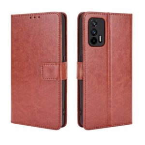 For OPPO Realme GT 5G Retro Crazy Horse Texture Horizontal Flip Leather Case with Holder & Card Slots & Lanyard(Brown) (OEM)