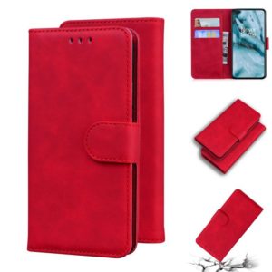 For OnePlus Nord Skin Feel Pure Color Flip Leather Phone Case(Red) (OEM)