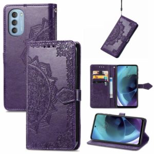 For Motorola Moto G51 Mandala Flower Embossed Flip Leather Phone Case(Purple) (OEM)