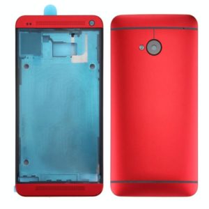 Full Housing Cover (Front Housing LCD Frame Bezel Plate + Back Cover) for HTC One M7 / 801e(Red) (OEM)
