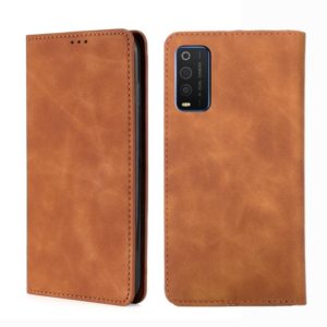 For TCL 205 Skin Feel Magnetic Horizontal Flip Leather Phone Case(Light Brown) (OEM)