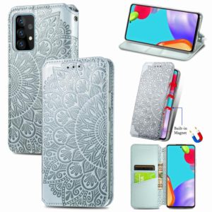 For Samsung Galaxy A52 5G / 4G Blooming Mandala Embossed Pattern Magnetic Horizontal Flip Leather Case with Holder & Card Slots & Wallet(Grey) (OEM)