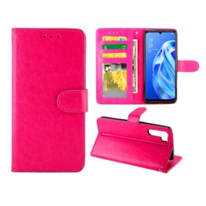 For OPPO A91/ F15(2020) Crazy Horse Texture Leather Horizontal Flip Protective Case with Holder & Card Slots & Wallet & Photo Frame(Magenta) (OEM)