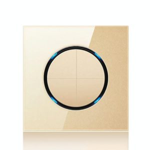 86mm Round LED Tempered Glass Switch Panel, Gold Round Glass, Style:Four Open Dual Control (OEM)