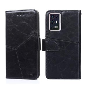 For ZTE Axon 30 Pro Geometric Stitching Horizontal Flip Leather Phone Case(Black) (OEM)