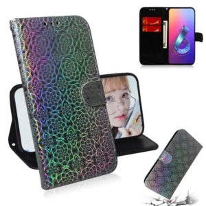 For Asus Zenfone 6 ZS630KL Solid Color Colorful Magnetic Buckle Horizontal Flip PU Leather Case with Holder & Card Slots & Wallet & Lanyard(Silver) (OEM)