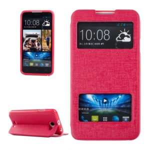 Oracle Texture Horizontal Flip Leather Case with Call Display ID & Holder for HTC Desire 516 / D516W(Magenta) (OEM)
