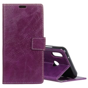 Retro Crazy Horse Texture Horizontal Flip Leather Case for Huawei Y7 (2019), with Holder & Card Slots & Photo Frame (Purple) (OEM)