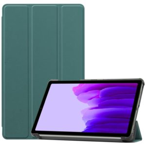 For Samsung Galaxy Tab A7 Lite T225 Custer Pattern Pure Color Horizontal Flip Leather Case with Three-folding Holder(Dark Green) (OEM)