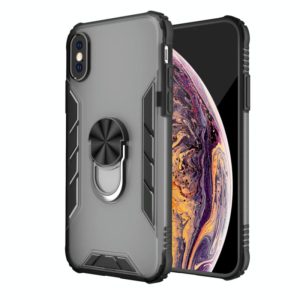 For iPhone XS Max Magnetic Frosted PC + Matte TPU Shockproof Case with Ring Holder(Phantom Black) (OEM)