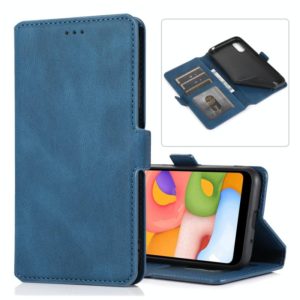For Samsung Galaxy A01 Retro Magnetic Closing Clasp Horizontal Flip Leather Case with Holder & Card Slots & Photo Frame & Wallet(Navy Blue) (OEM)