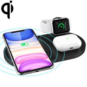 A04 3 in 1 Multi-function Qi Standard Wireless Charger for Mobile Phones & iWatch & AirPods (Black) (OEM)