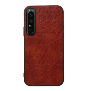 For Sony Xperia 1 IV Accurate Hole Crazy Horse Texture PU Phone Case(Brown) (OEM)