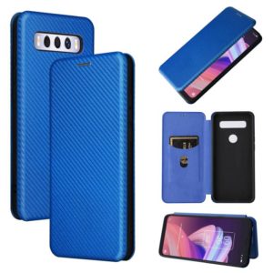 For TCL 10 SE Carbon Fiber Texture Leather Phone Case with Card Slot(Blue) (OEM)