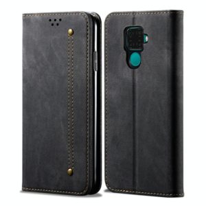 For Huawei Mate 30 Lite Denim Texture Casual Style Horizontal Flip Leather Case with Holder & Card Slots & Wallet(Black) (OEM)