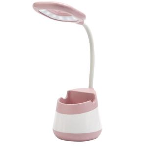 USB Charging LED Desk Light Eye Protection Lamp with Pen Holder and Phone Holder(CS276-3 Pink) (OEM)