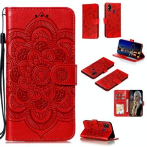 For Galaxy M31 Mandala Embossing Pattern Horizontal Flip PU Leather Case with Holder & Card Slots & Walle & Lanyard(Red) (OEM)