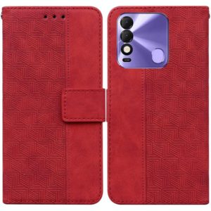 For Tecno Spark 8 / 8T Geometric Embossed Leather Phone Case(Red) (OEM)