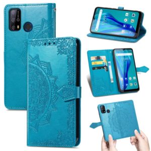 For Oukitel C23 Pro Mandala Flower Embossed Horizontal Flip Leather Case with Holder & Three Card Slots & Wallet & Lanyard(Blue) (OEM)