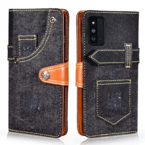 For Samsung Galaxy F52 5G / SM-E5260 Denim Horizontal Flip Leather Case with Holder & Card Slot & Wallet(Black) (OEM)