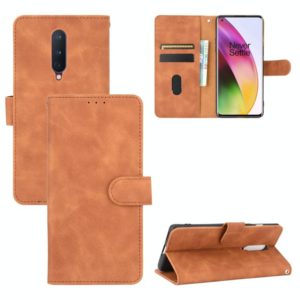 For OnePlus 8 Solid Color Skin Feel Magnetic Buckle Horizontal Flip Calf Texture PU Leather Case with Holder & Card Slots & Wallet(Brown) (OEM)
