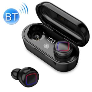 TWS Fingerprint Touch Bluetooth Headset LED Battery Display With Charging Bin(Black) (OEM)