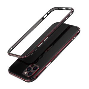 For iPhone 12 Pro Max Aurora Series Lens Protector + Metal Frame Protective Case(Black Red) (OEM)